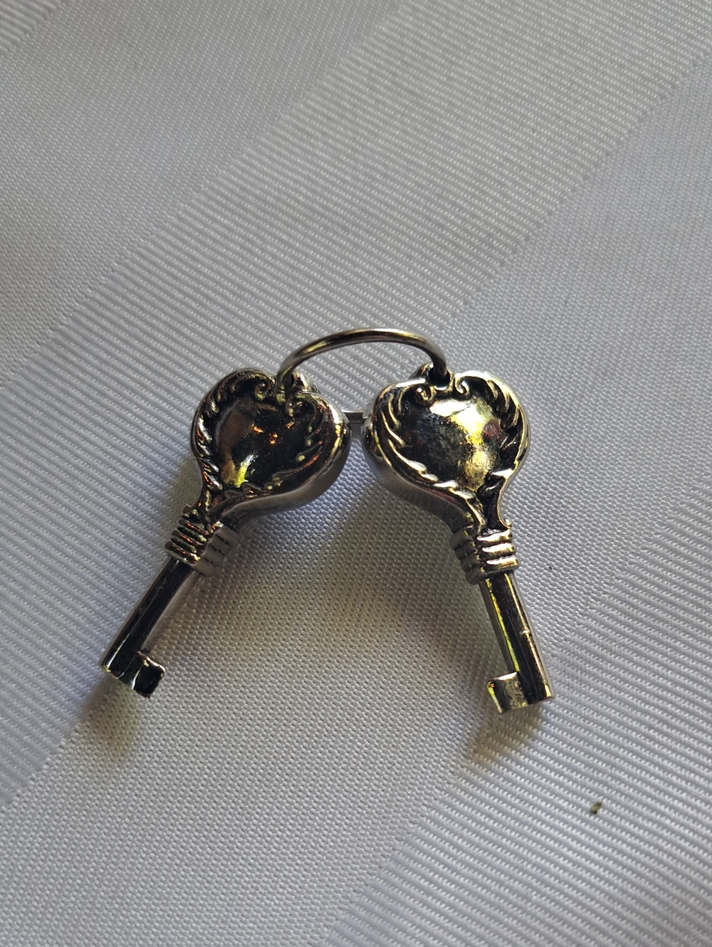 Heart Key Pendant Necklace in Silver Tone